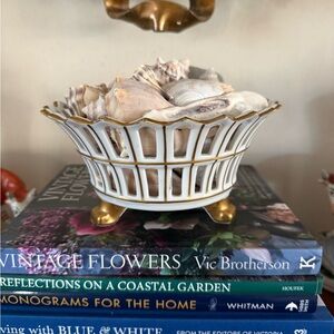 Elegant Gold and White Decorative Bowl